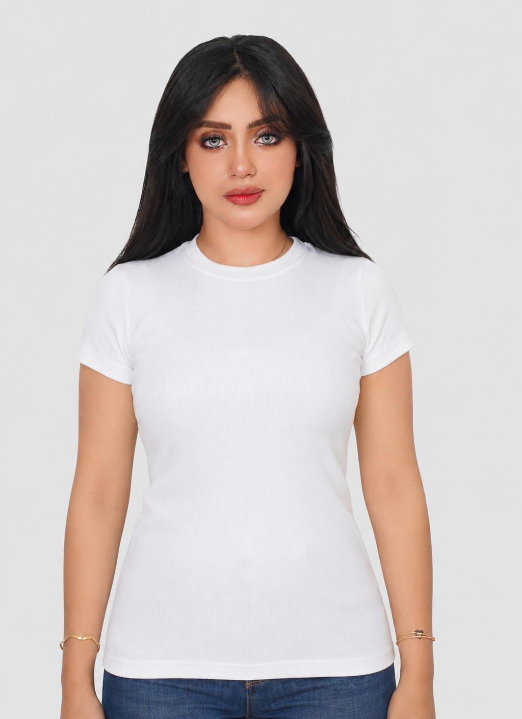 Cotton Ribbed Half-Sleeve Top