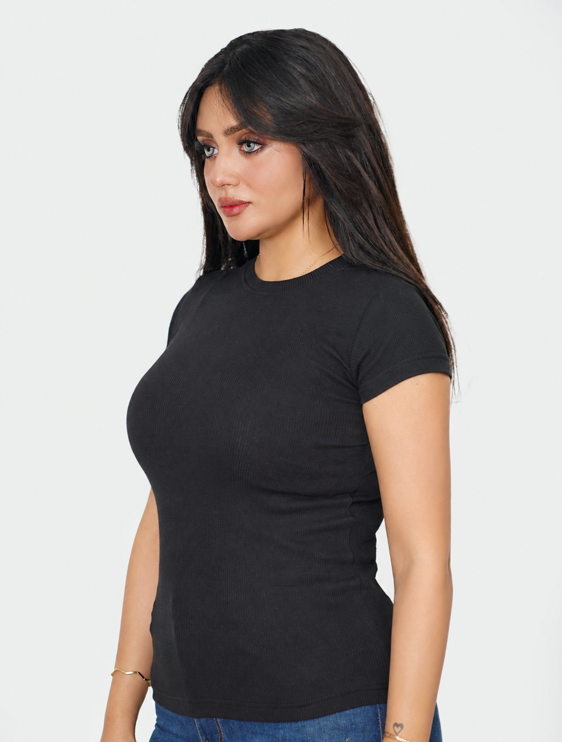 Cotton Ribbed Half-Sleeve Top