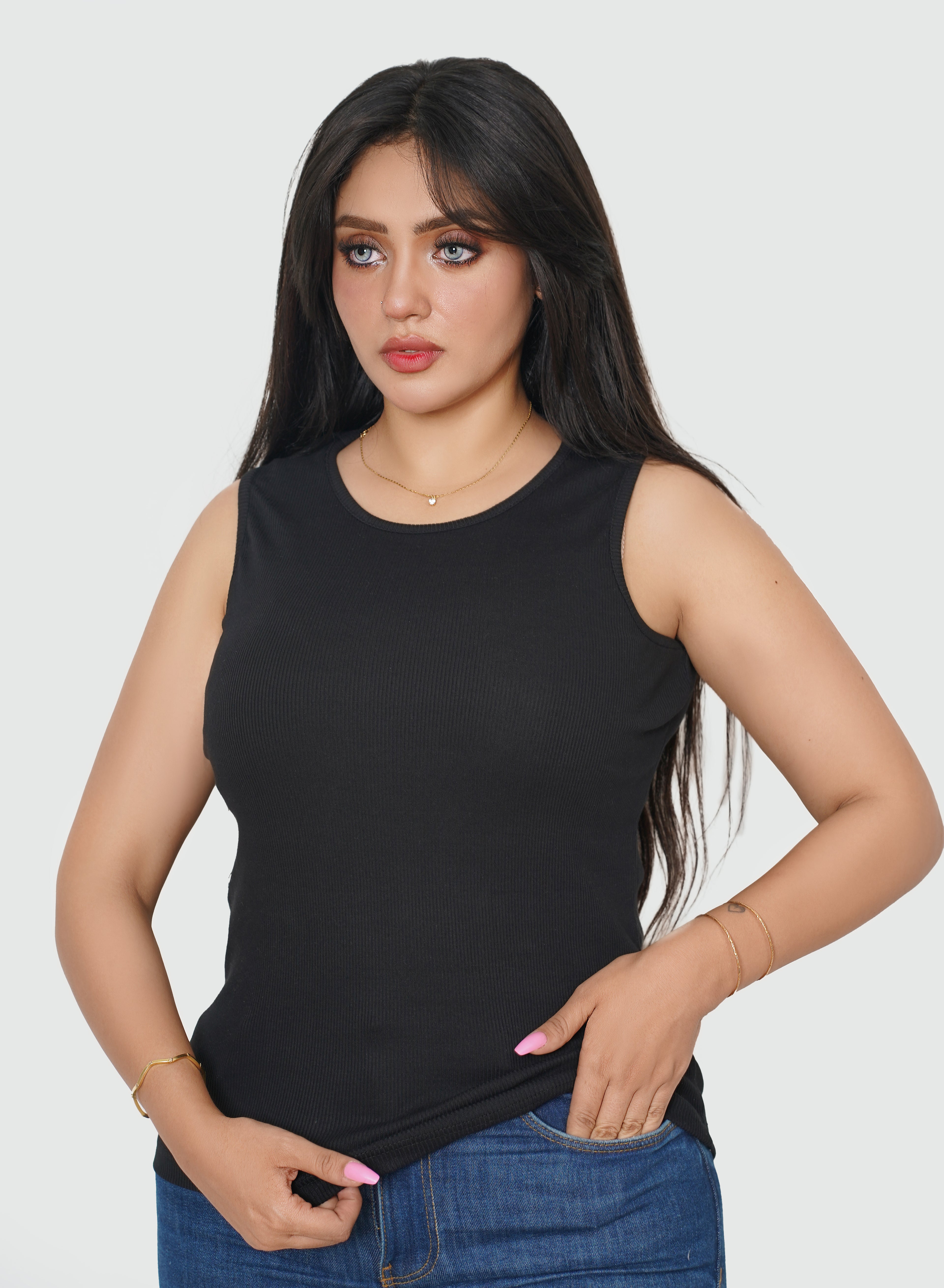 Cotton Ribbed Sleeveless Top